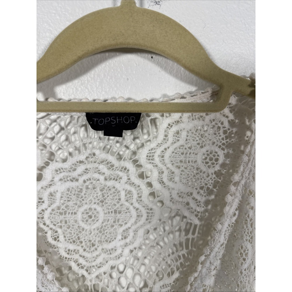 Topshop White Ivory Lace Long Top Medium Boho Summer Chic Cover Up V1 - Picture 2 of 5